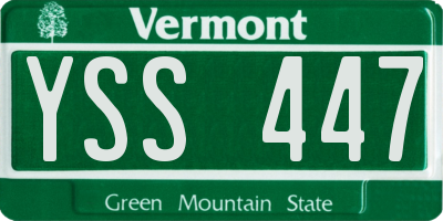 VT license plate YSS447