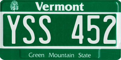 VT license plate YSS452