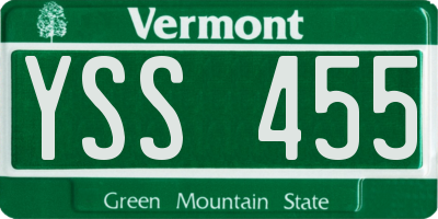 VT license plate YSS455