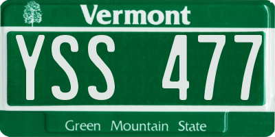 VT license plate YSS477