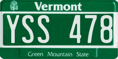 VT license plate YSS478