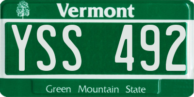 VT license plate YSS492