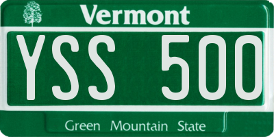 VT license plate YSS500