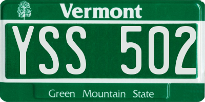 VT license plate YSS502