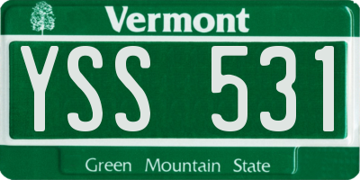 VT license plate YSS531