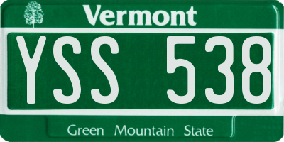 VT license plate YSS538