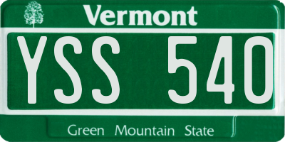 VT license plate YSS540
