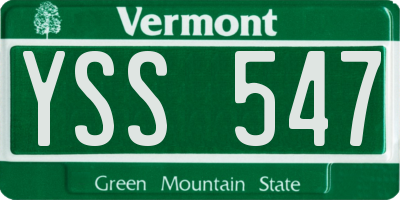 VT license plate YSS547
