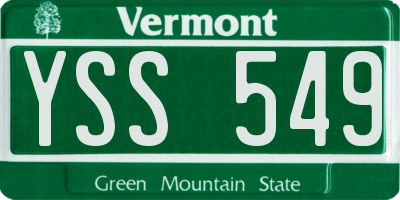 VT license plate YSS549