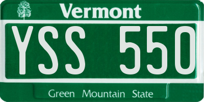 VT license plate YSS550