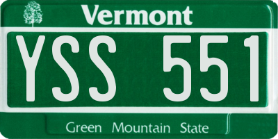 VT license plate YSS551