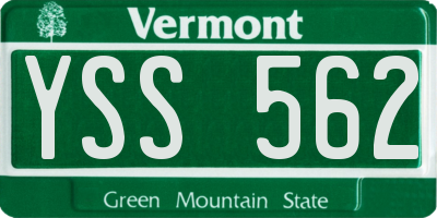 VT license plate YSS562
