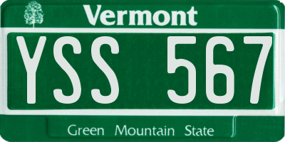 VT license plate YSS567