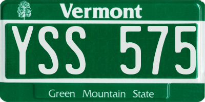 VT license plate YSS575