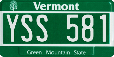 VT license plate YSS581