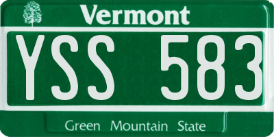 VT license plate YSS583