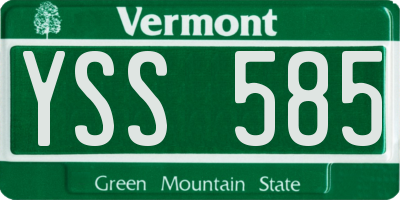 VT license plate YSS585