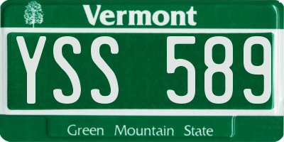 VT license plate YSS589
