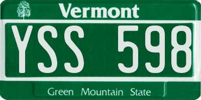 VT license plate YSS598