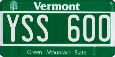 VT license plate YSS600