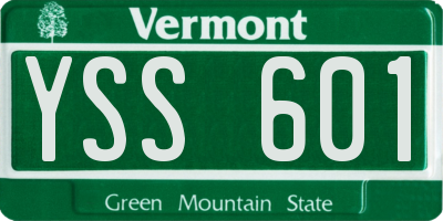 VT license plate YSS601