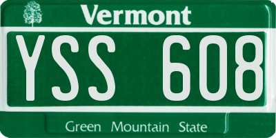 VT license plate YSS608