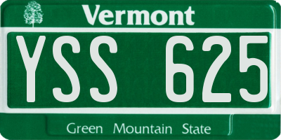 VT license plate YSS625