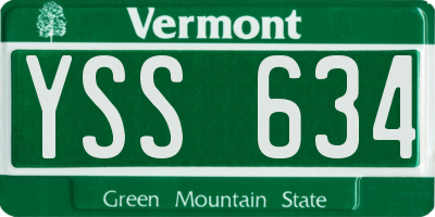 VT license plate YSS634
