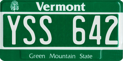 VT license plate YSS642