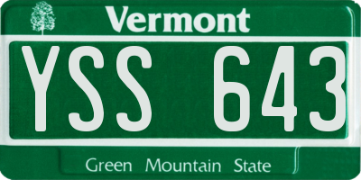 VT license plate YSS643