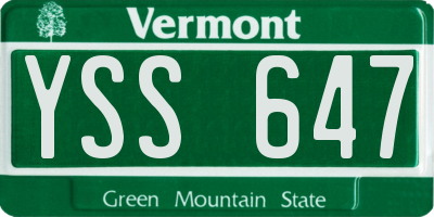 VT license plate YSS647