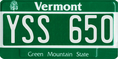 VT license plate YSS650