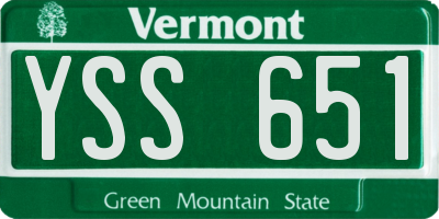 VT license plate YSS651