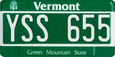 VT license plate YSS655
