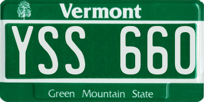 VT license plate YSS660
