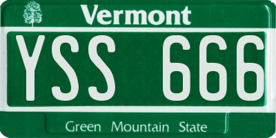 VT license plate YSS666