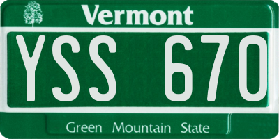 VT license plate YSS670