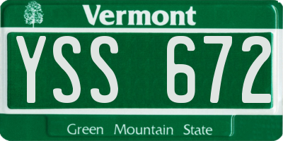 VT license plate YSS672