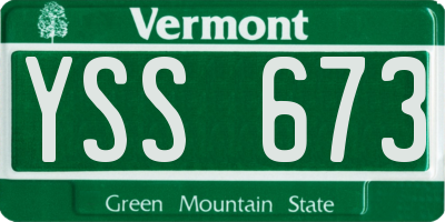 VT license plate YSS673