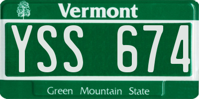 VT license plate YSS674