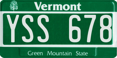 VT license plate YSS678