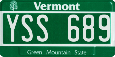 VT license plate YSS689