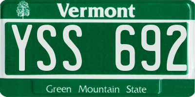 VT license plate YSS692