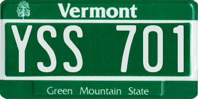 VT license plate YSS701