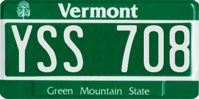 VT license plate YSS708