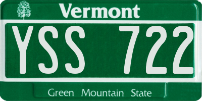 VT license plate YSS722