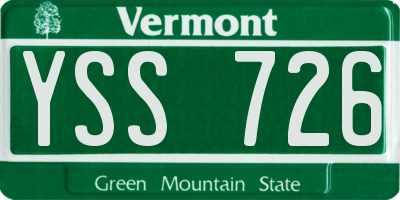 VT license plate YSS726