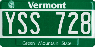 VT license plate YSS728