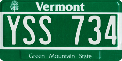VT license plate YSS734