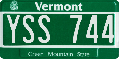 VT license plate YSS744